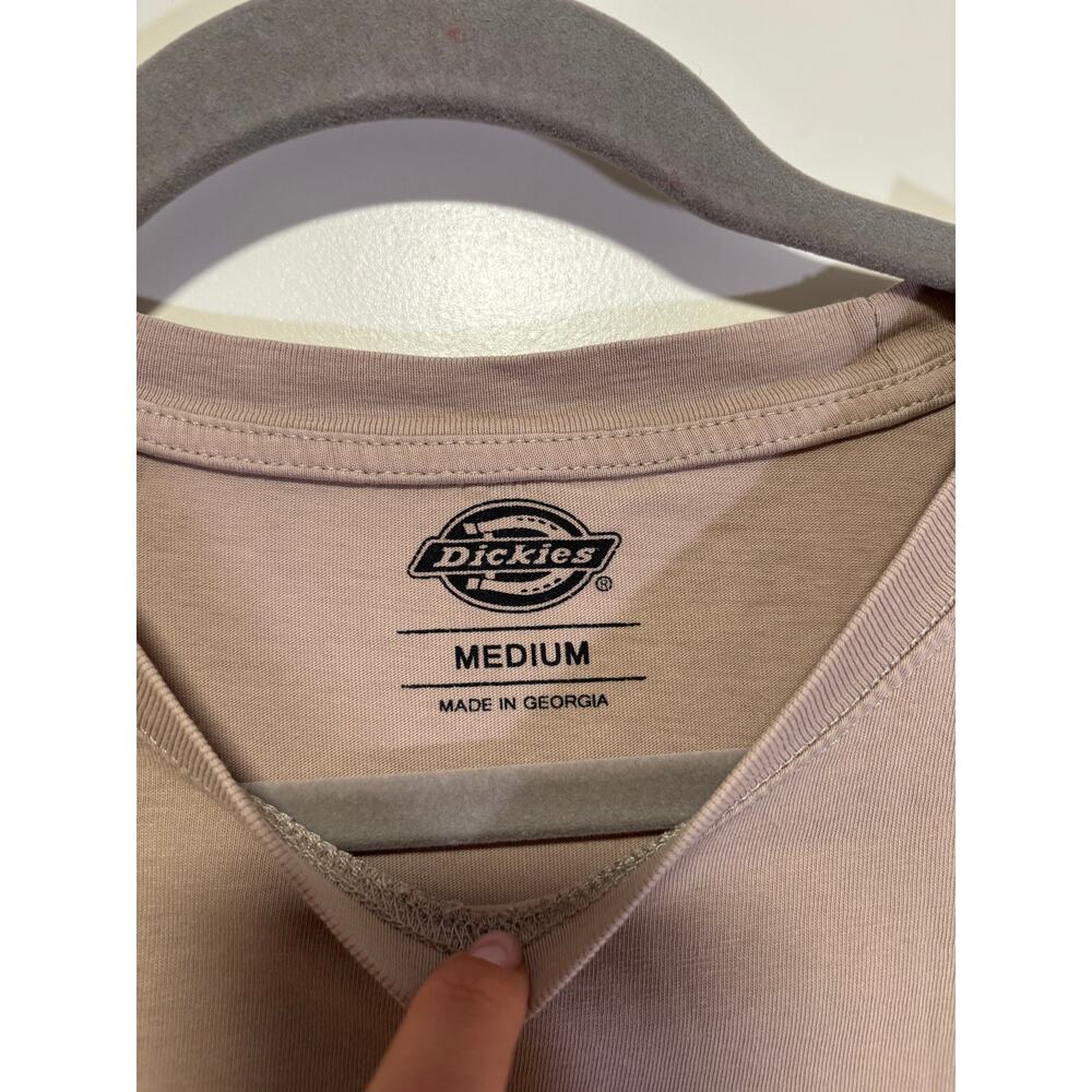 Dickies Logo T-Shirt Taupe Crew Neck Short Sleeve Size Medium - Picture 3 of 7
